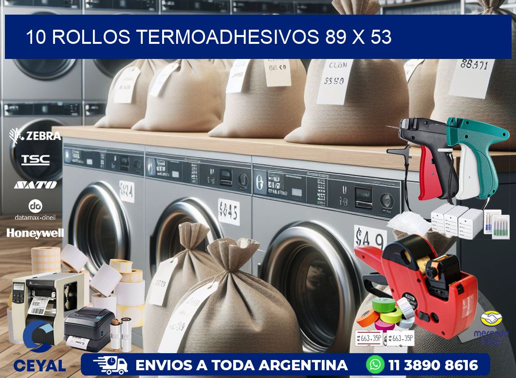 10 ROLLOS TERMOADHESIVOS 89 x 53