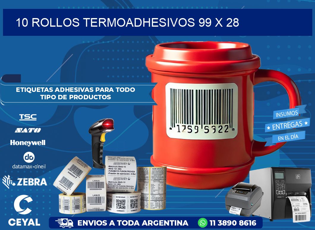 10 ROLLOS TERMOADHESIVOS 99 x 28