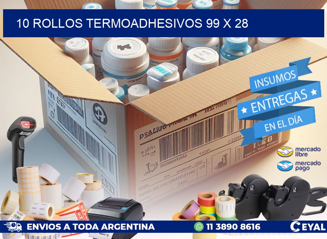 10 ROLLOS TERMOADHESIVOS 99 x 28