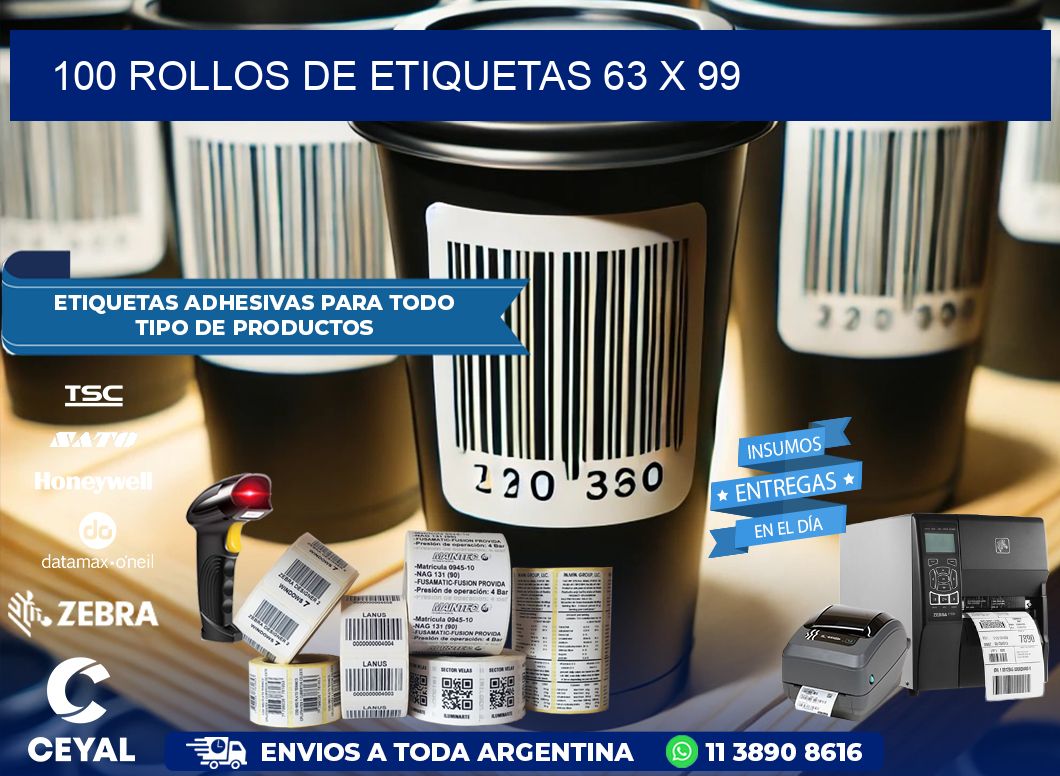 100 ROLLOS DE ETIQUETAS 63 x 99