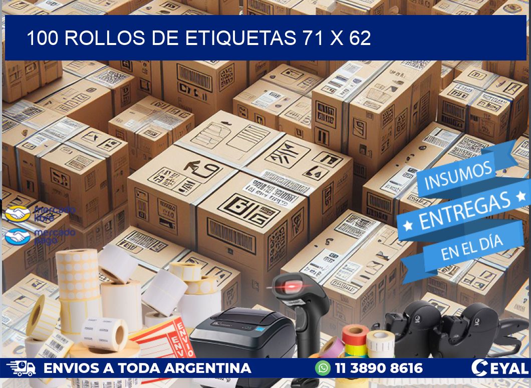 100 ROLLOS DE ETIQUETAS 71 x 62