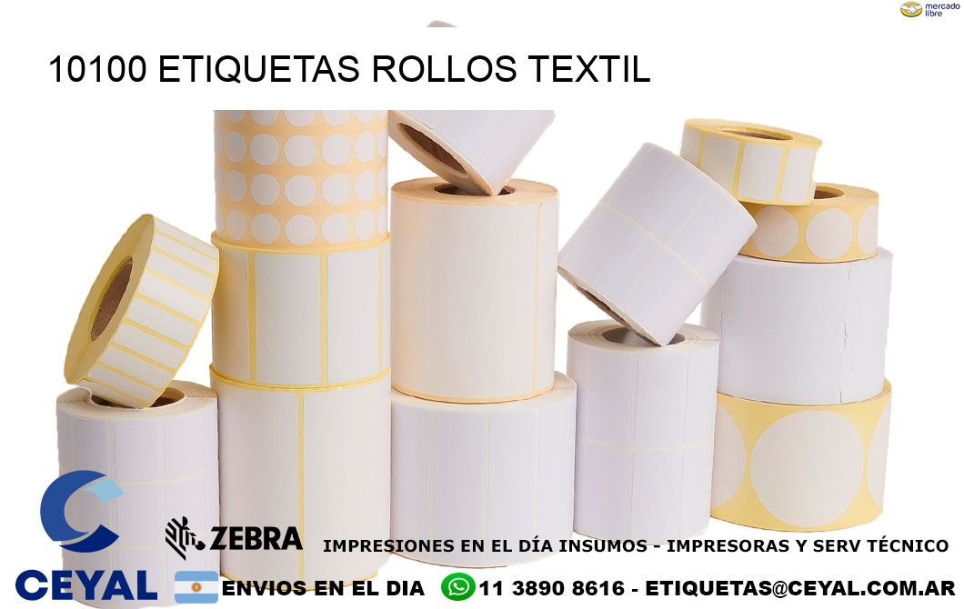 10100 etiquetas rollos TEXTIL