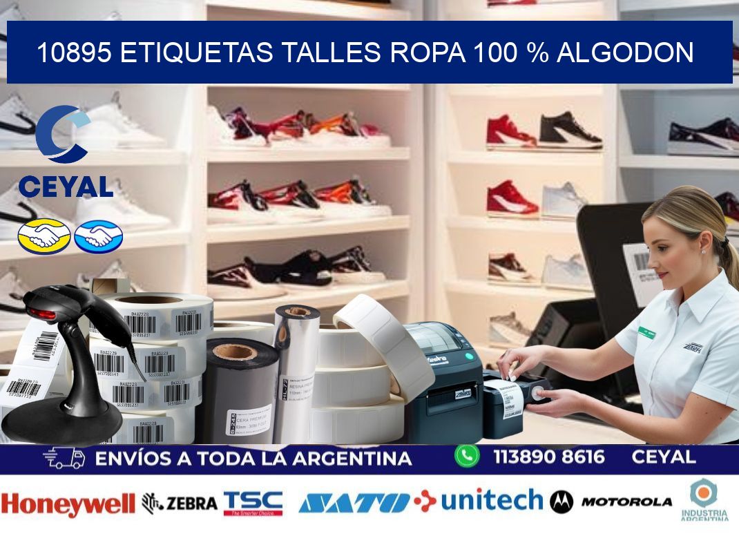 10895 ETIQUETAS TALLES ROPA 100 % ALGODON
