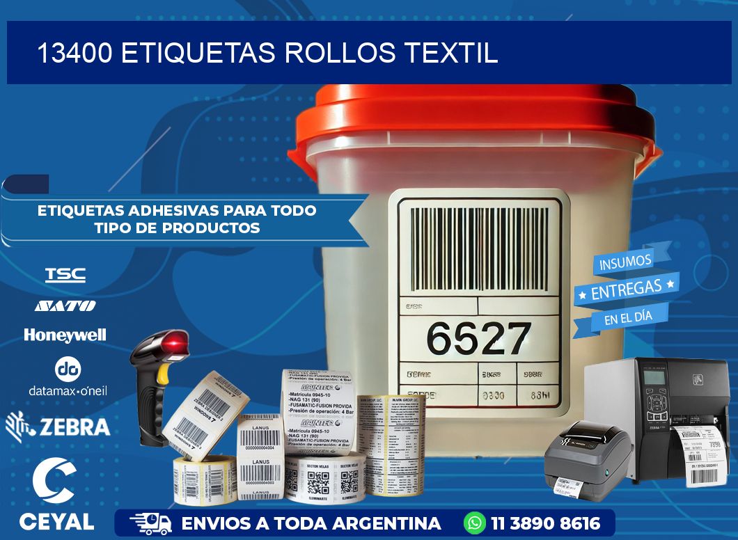 13400 etiquetas rollos TEXTIL