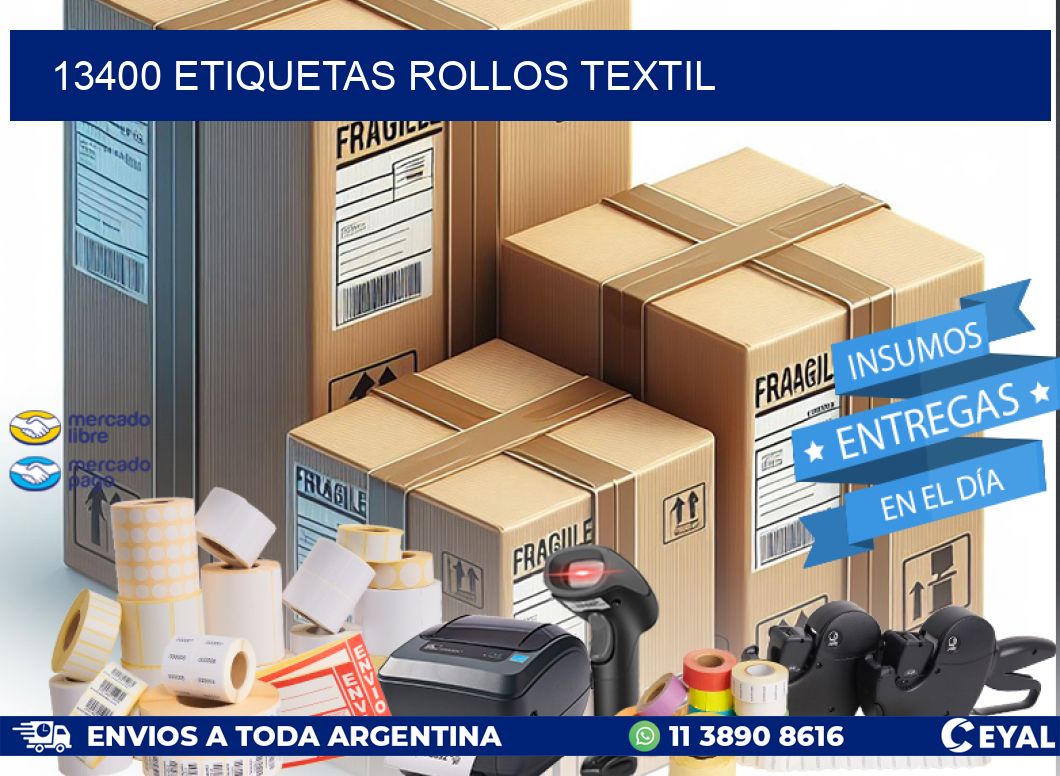 13400 etiquetas rollos TEXTIL