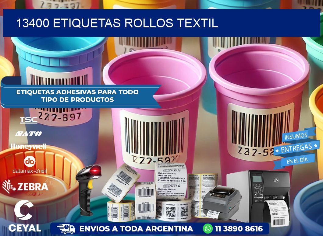 13400 etiquetas rollos TEXTIL