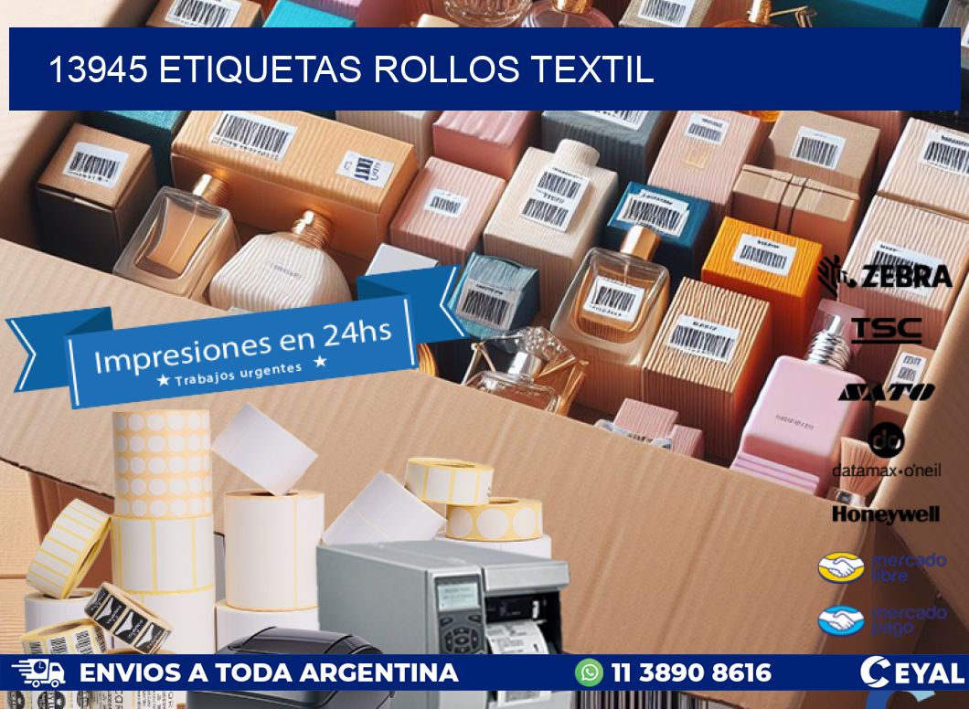 13945 etiquetas rollos TEXTIL