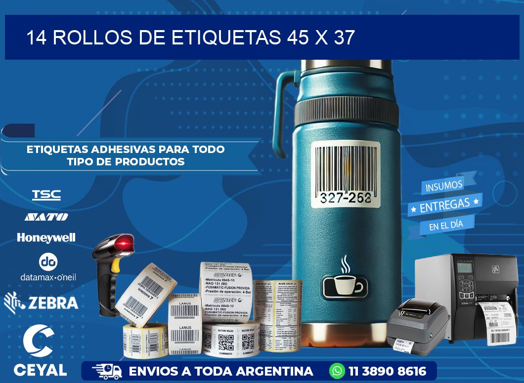 14 ROLLOS DE ETIQUETAS 45 x 37