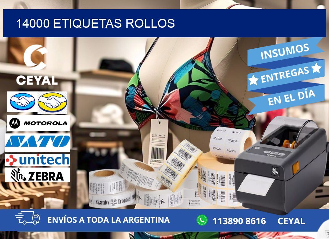 14000 etiquetas rollos