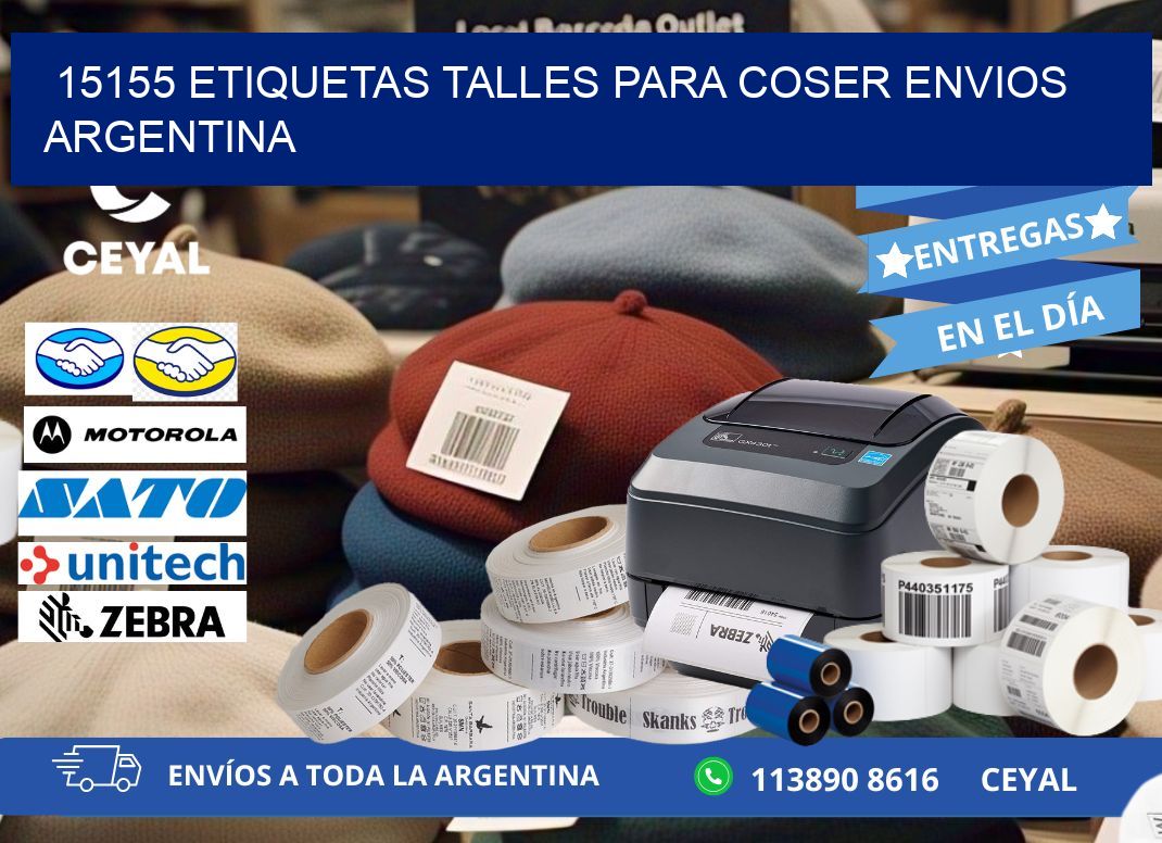 15155 ETIQUETAS TALLES PARA COSER ENVIOS ARGENTINA