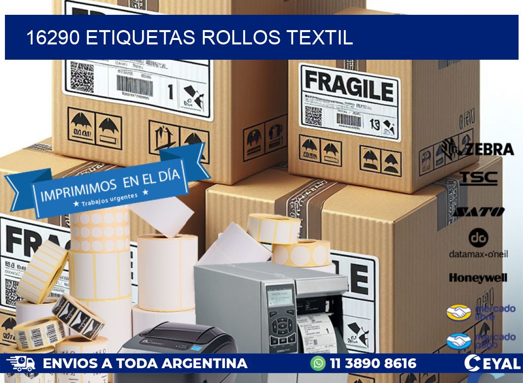 16290 etiquetas rollos TEXTIL