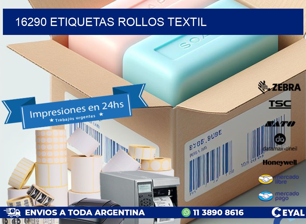 16290 etiquetas rollos TEXTIL