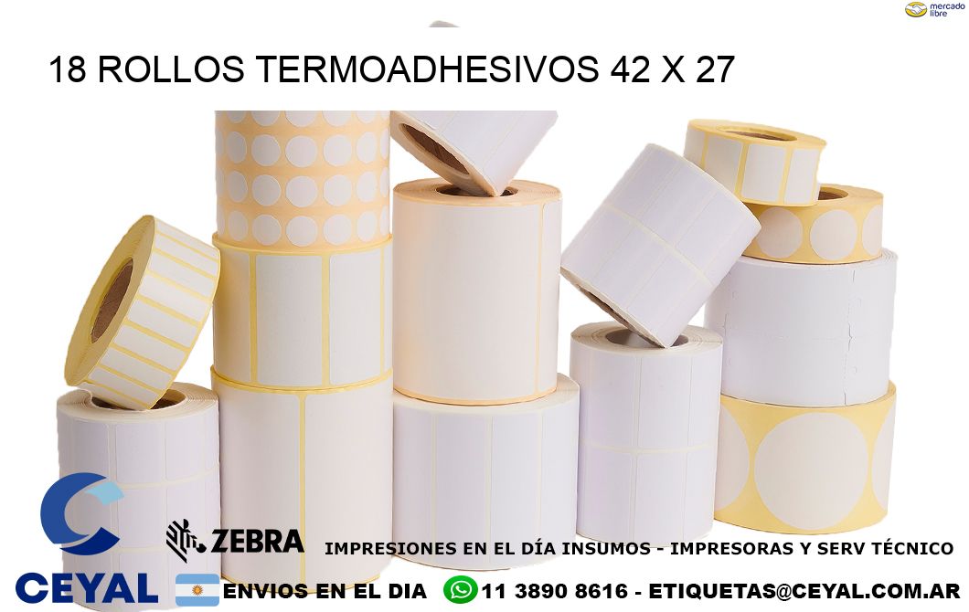 18 ROLLOS TERMOADHESIVOS 42 x 27