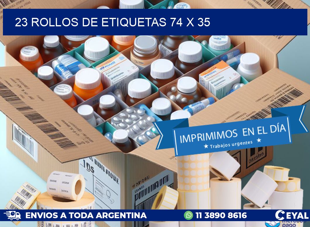 23 ROLLOS DE ETIQUETAS 74 x 35