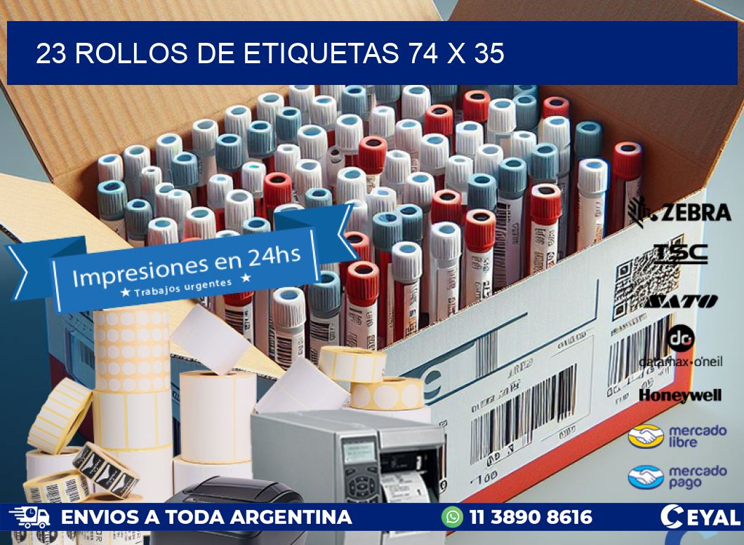 23 ROLLOS DE ETIQUETAS 74 x 35