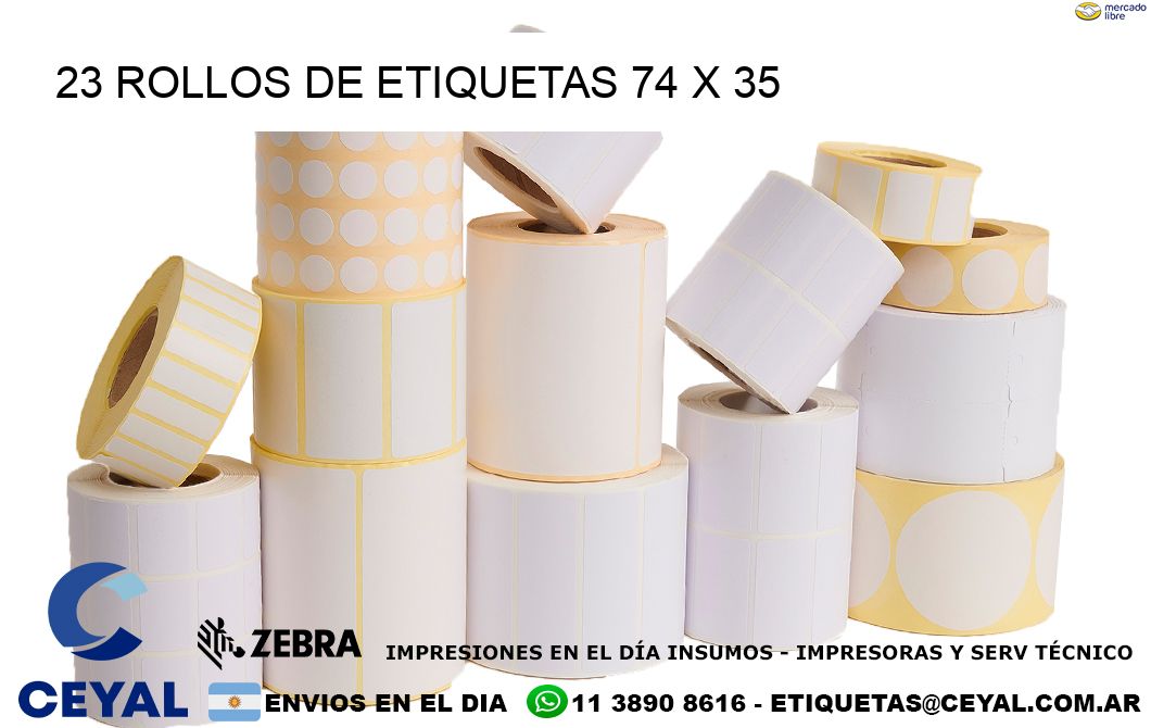 23 ROLLOS DE ETIQUETAS 74 x 35