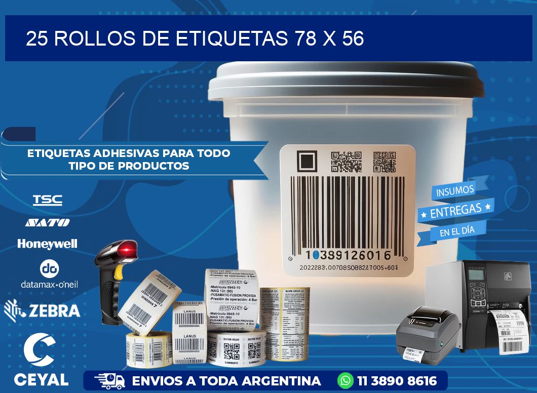 25 ROLLOS DE ETIQUETAS 78 x 56