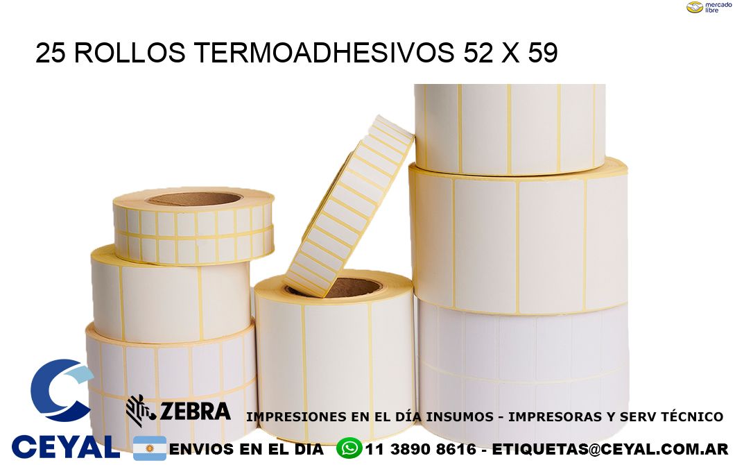25 ROLLOS TERMOADHESIVOS 52 x 59