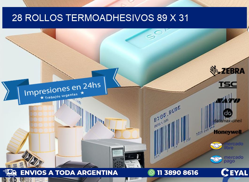 28 ROLLOS TERMOADHESIVOS 89 x 31