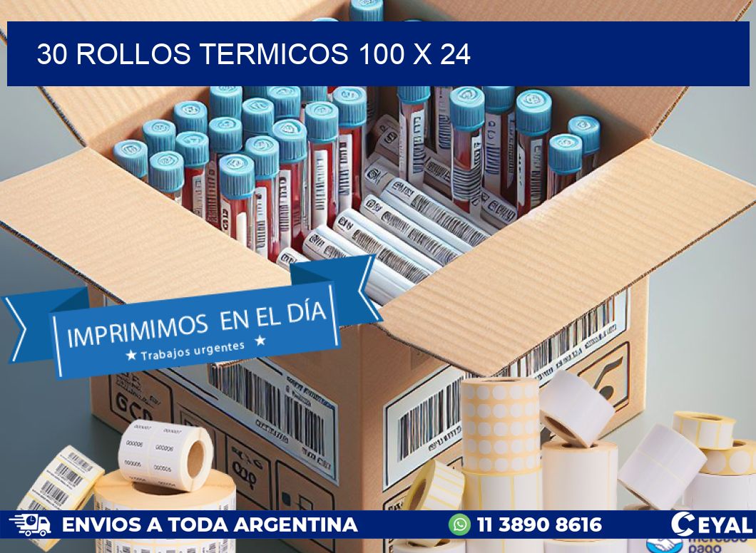 30 ROLLOS TERMICOS 100 x 24