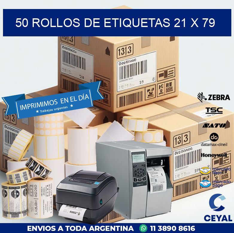 50 ROLLOS DE ETIQUETAS 21 x 79