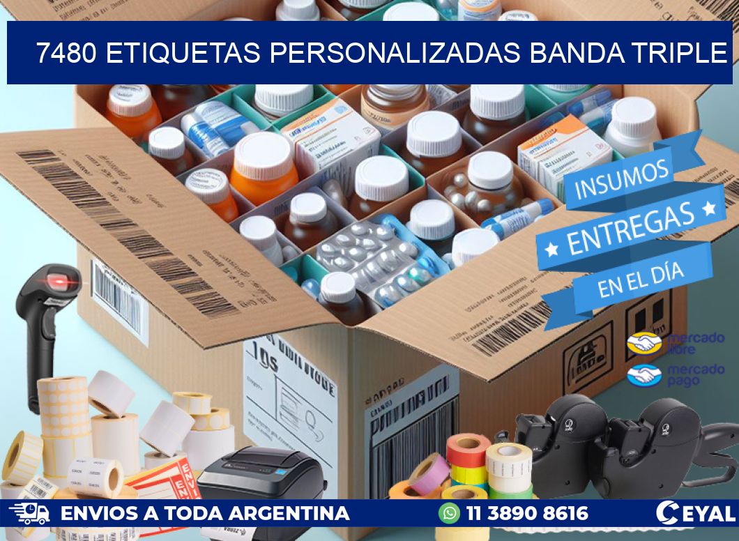 7480 Etiquetas personalizadas banda triple