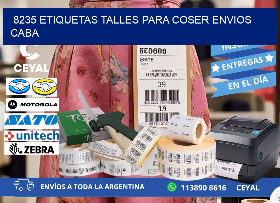 8235 ETIQUETAS TALLES PARA COSER ENVIOS CABA