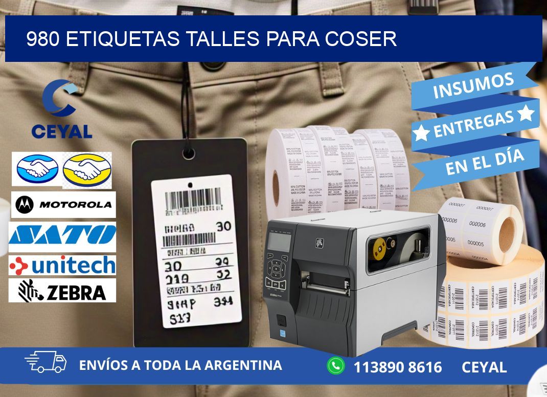 980 ETIQUETAS TALLES PARA COSER