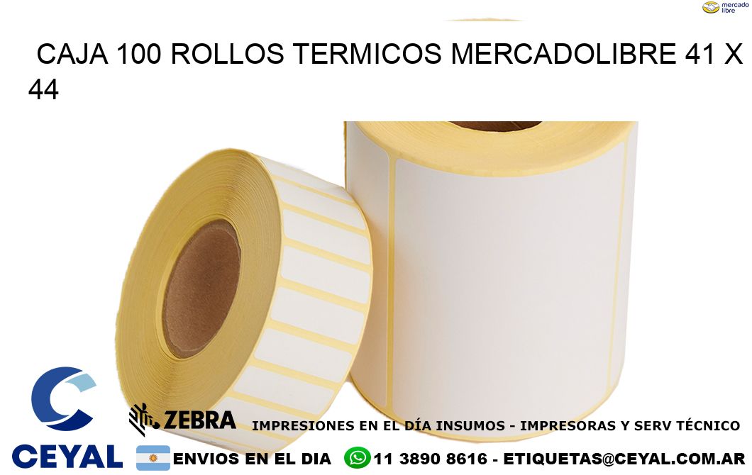 CAJA 100 ROLLOS TERMICOS MERCADOLIBRE 41 x 44