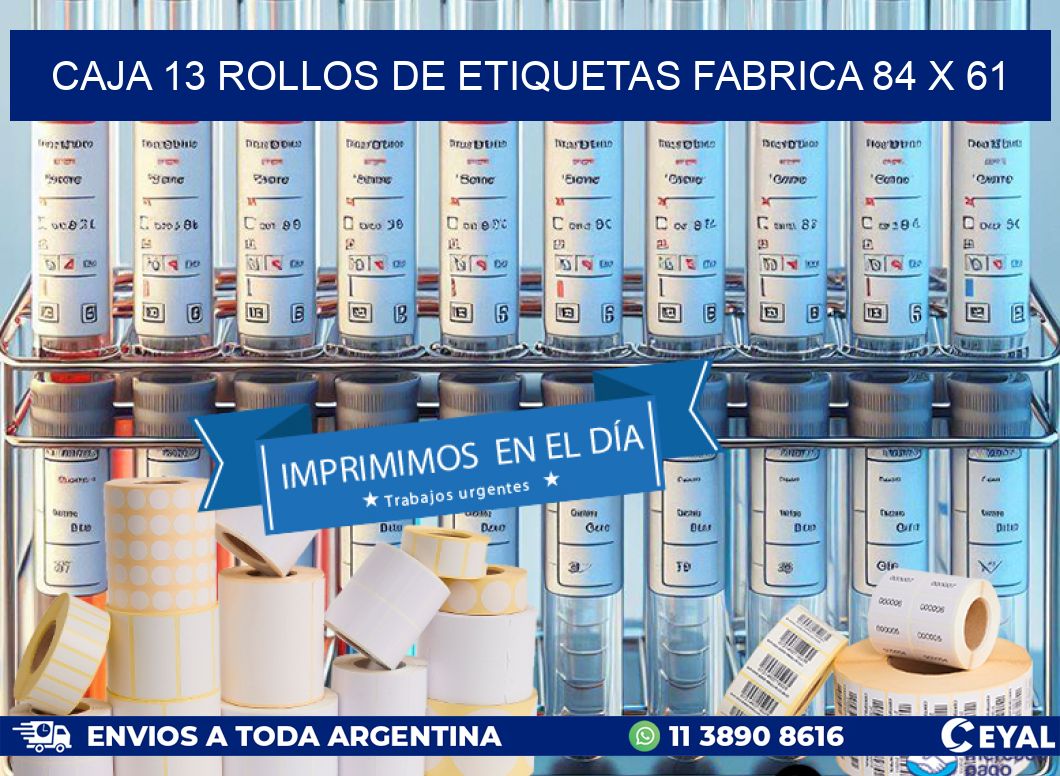 CAJA 13 ROLLOS DE ETIQUETAS FABRICA 84 x 61