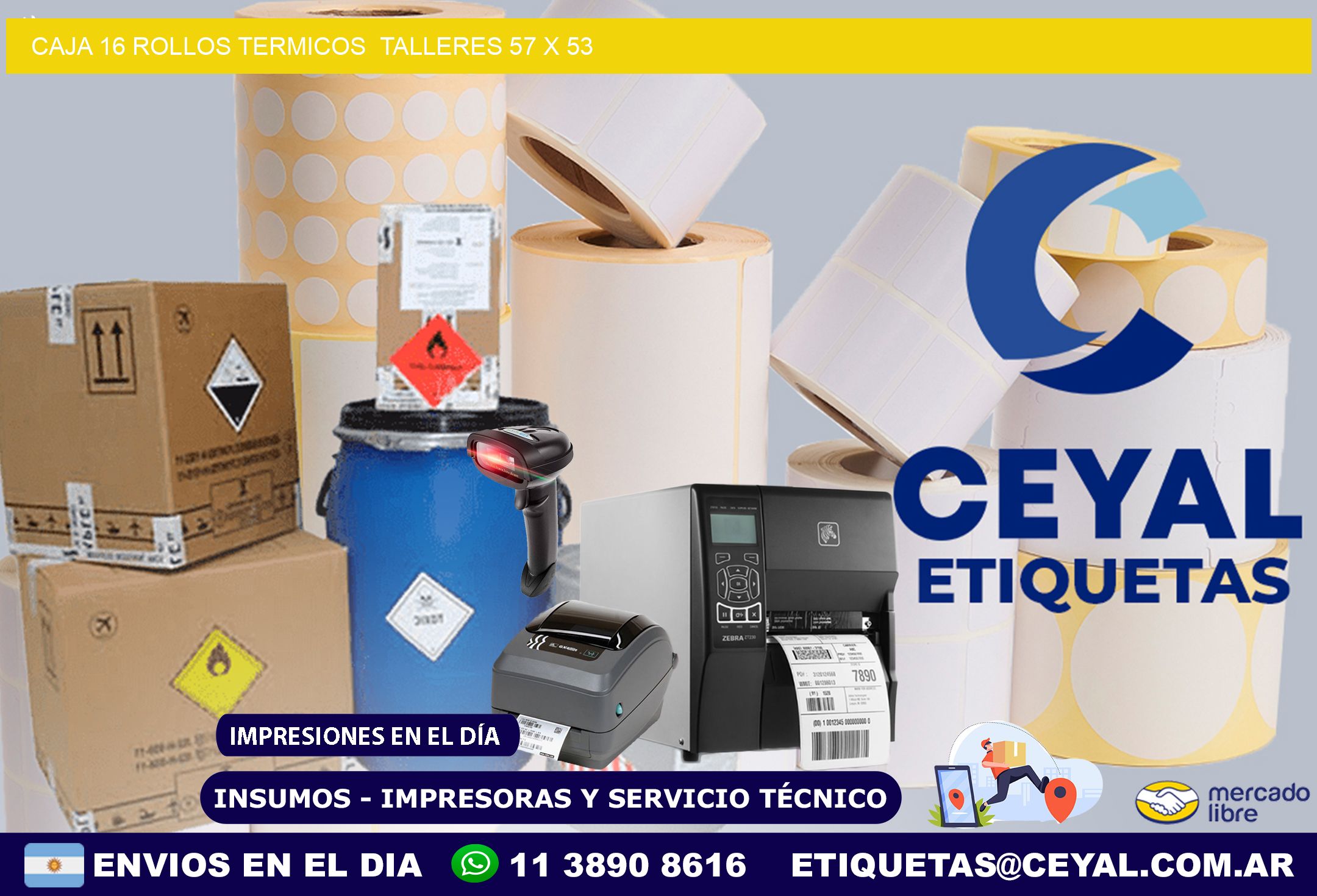 CAJA 16 ROLLOS TERMICOS  TALLERES 57 x 53