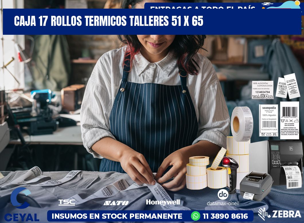 CAJA 17 ROLLOS TERMICOS TALLERES 51 x 65
