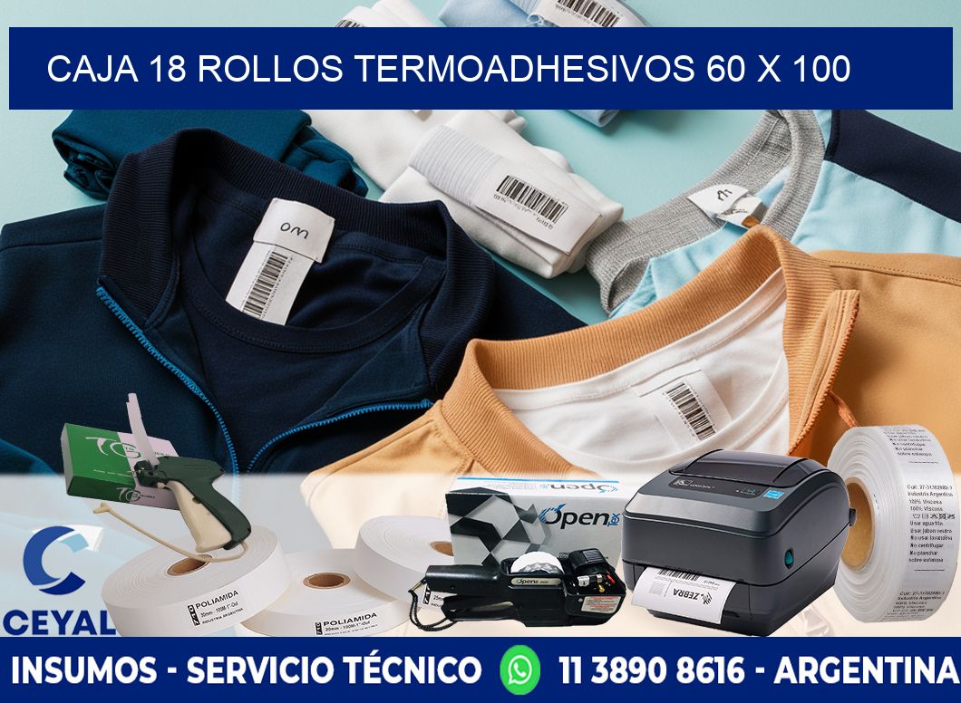CAJA 18 ROLLOS TERMOADHESIVOS 60 x 100