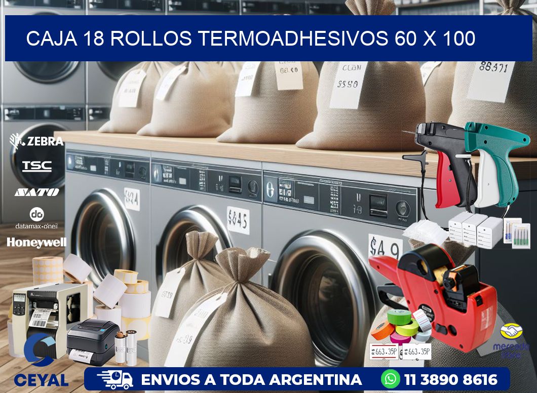CAJA 18 ROLLOS TERMOADHESIVOS 60 x 100