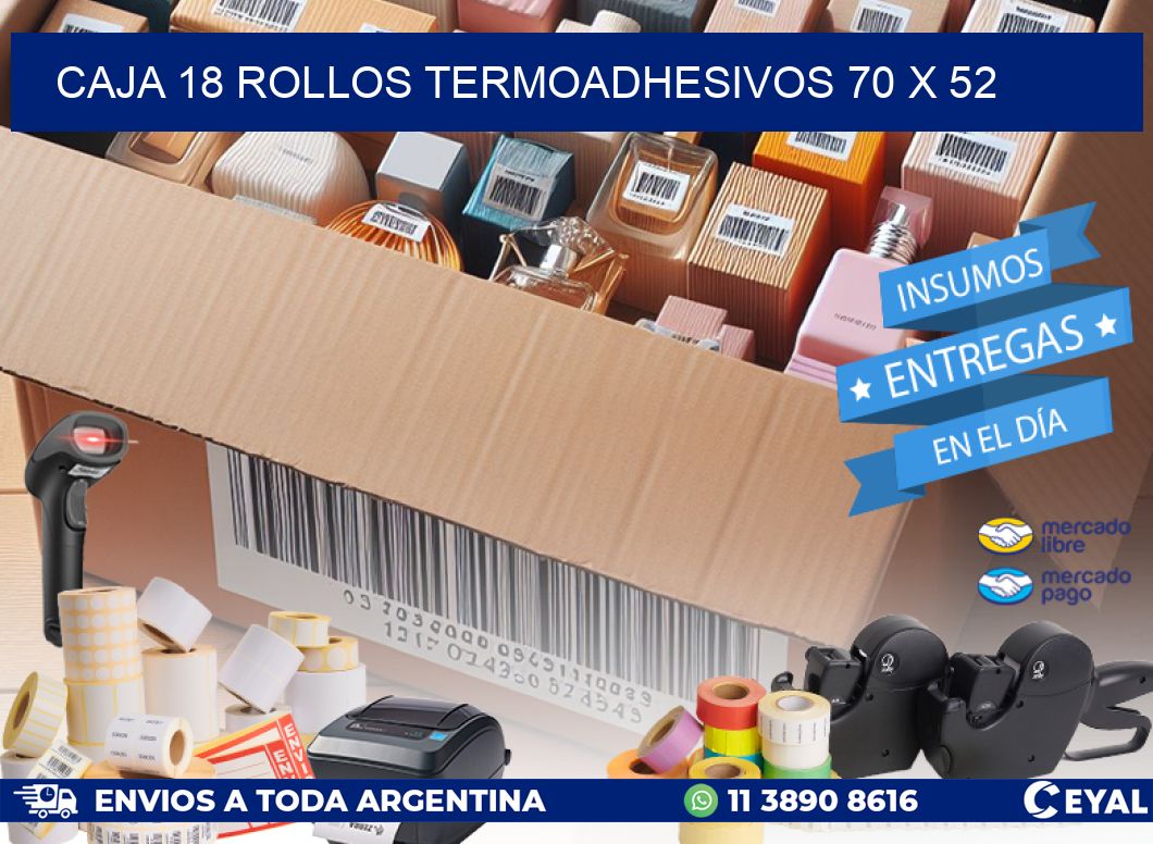 CAJA 18 ROLLOS TERMOADHESIVOS 70 x 52