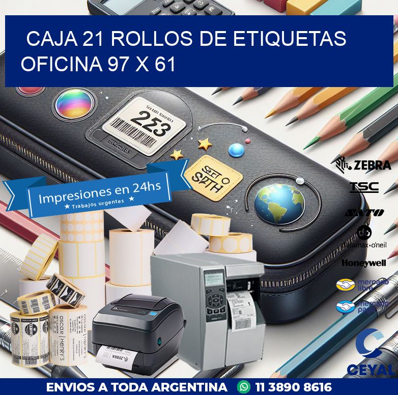 CAJA 21 ROLLOS DE ETIQUETAS OFICINA 97 x 61