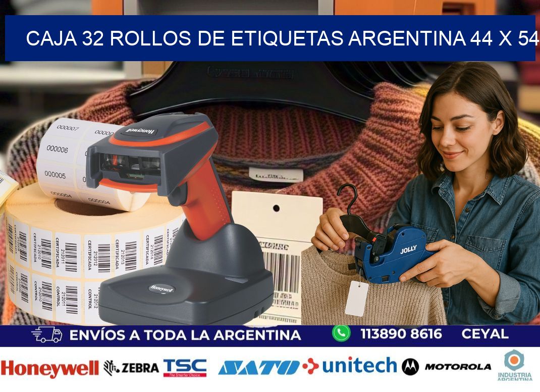 CAJA 32 ROLLOS DE ETIQUETAS ARGENTINA 44 x 54