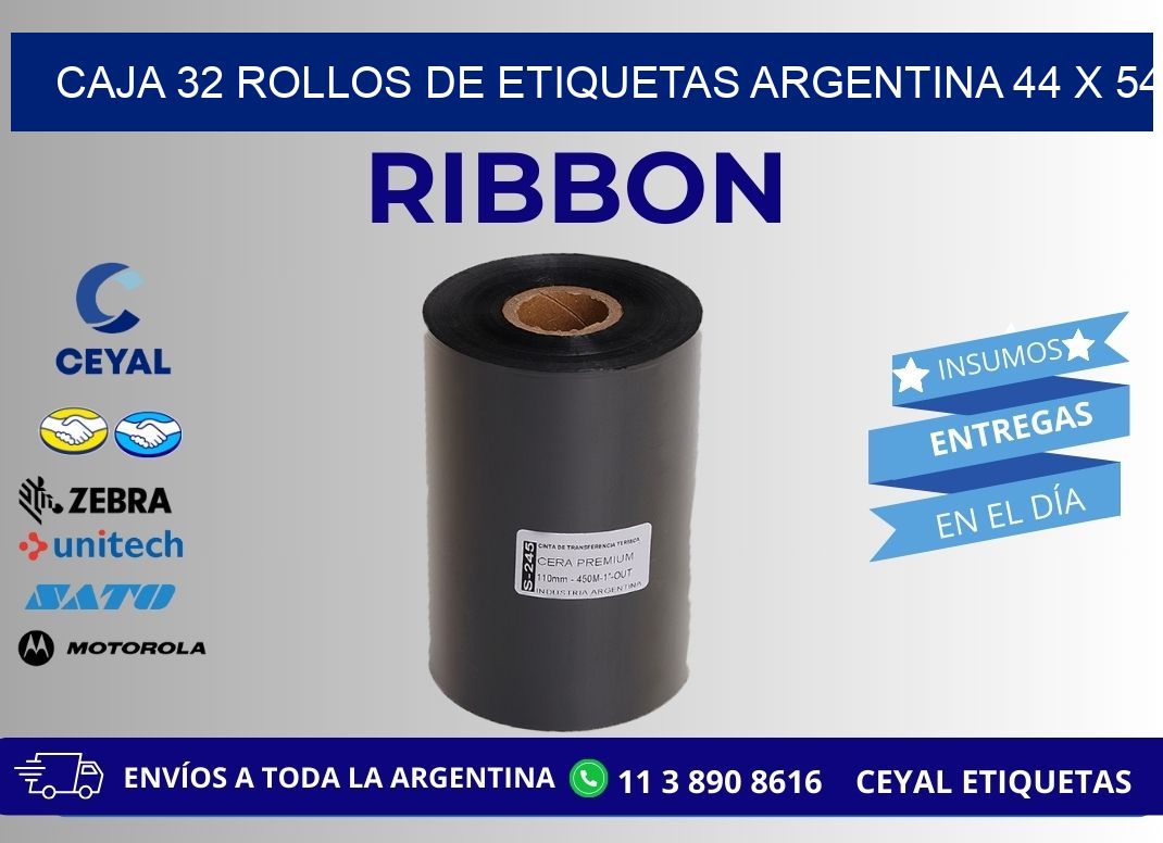 CAJA 32 ROLLOS DE ETIQUETAS ARGENTINA 44 x 54