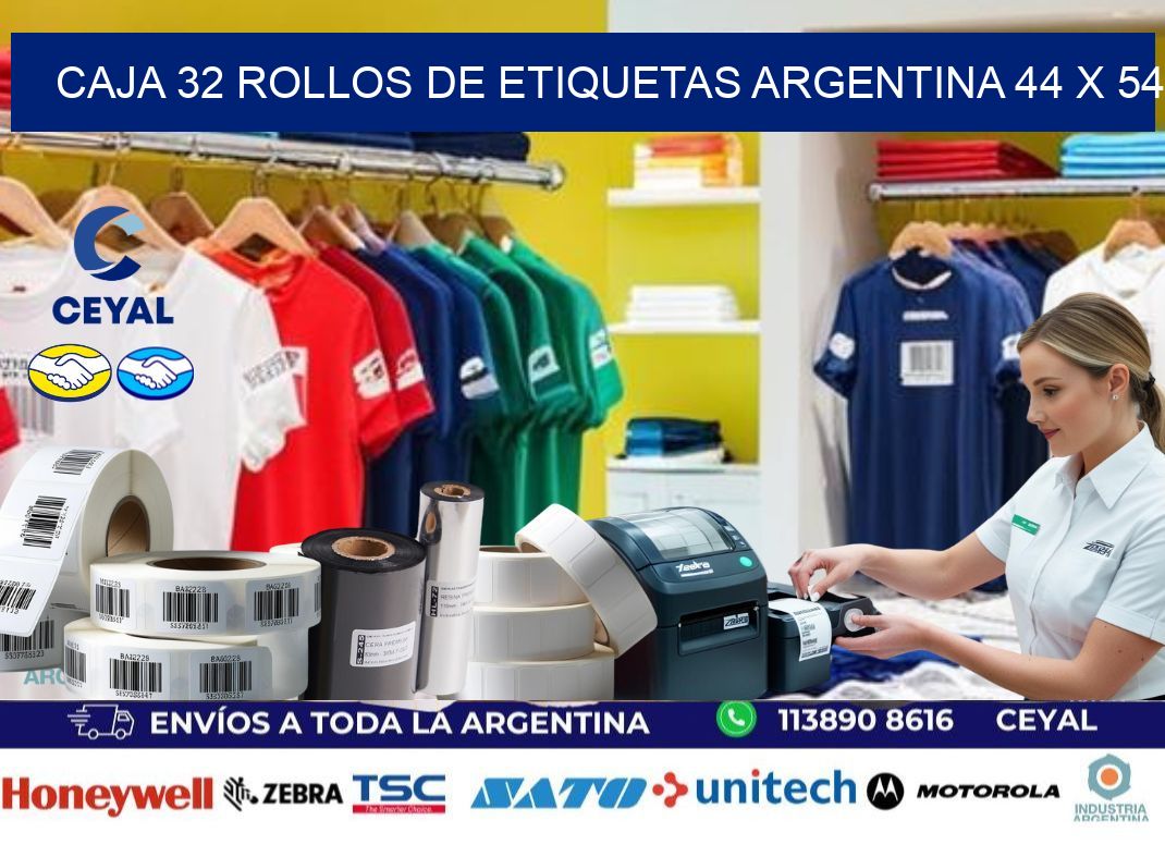 CAJA 32 ROLLOS DE ETIQUETAS ARGENTINA 44 x 54
