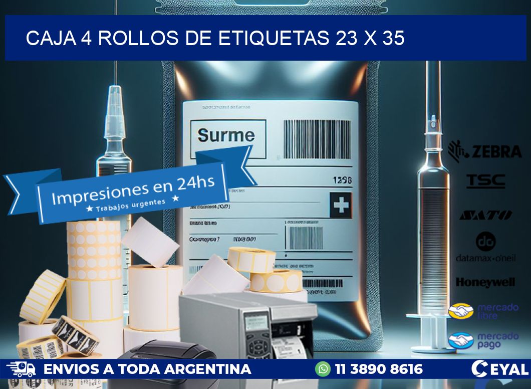 CAJA 4 ROLLOS DE ETIQUETAS 23 x 35