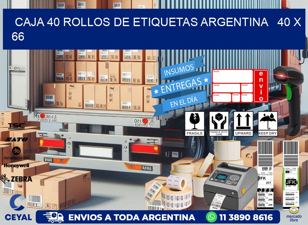 CAJA 40 ROLLOS DE ETIQUETAS ARGENTINA   40 x 66