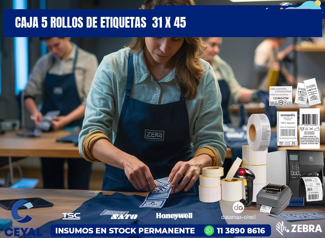 CAJA 5 ROLLOS DE ETIQUETAS  31 x 45