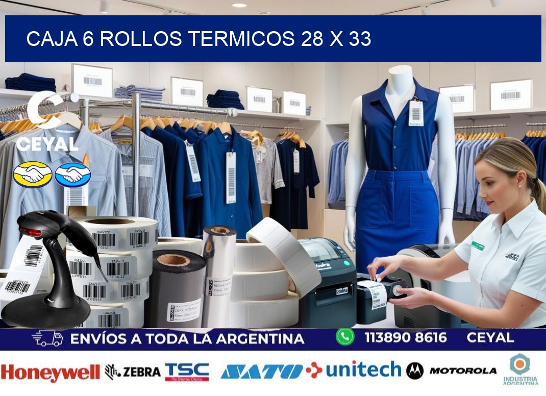 CAJA 6 ROLLOS TERMICOS 28 x 33