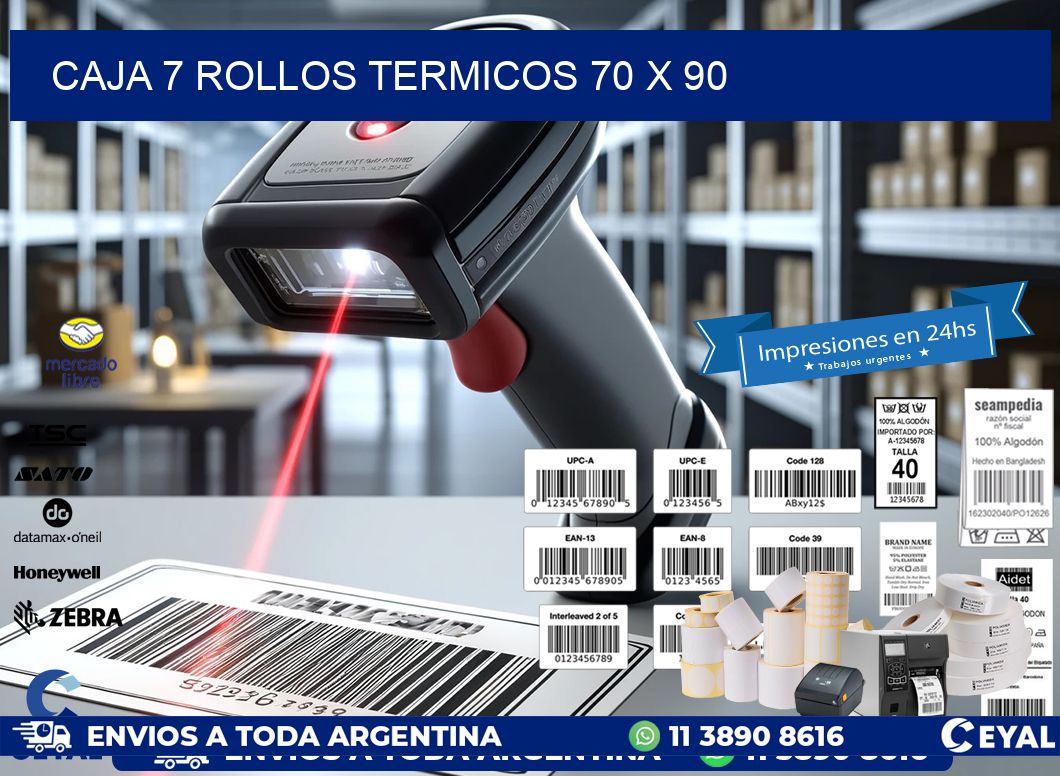 CAJA 7 ROLLOS TERMICOS 70 x 90