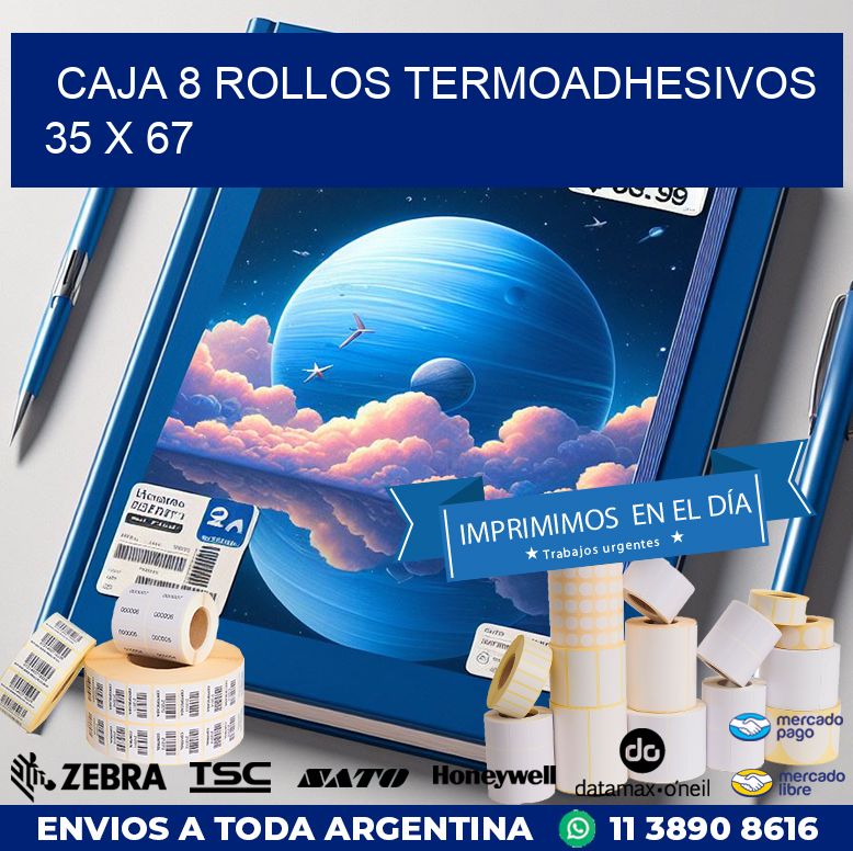 CAJA 8 ROLLOS TERMOADHESIVOS 35 x 67
