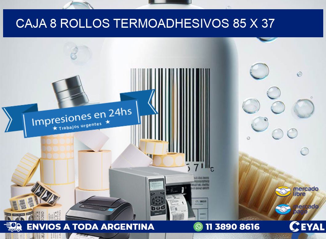 CAJA 8 ROLLOS TERMOADHESIVOS 85 x 37