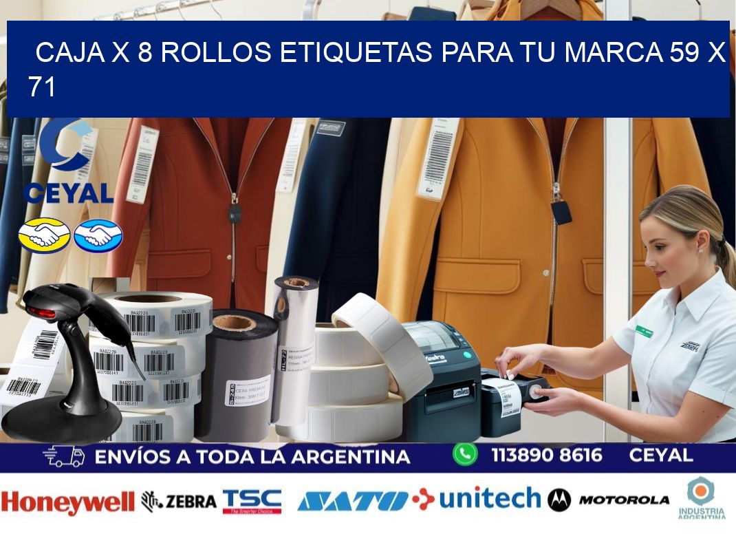 Caja X 8 Rollos Etiquetas para tu marca 59 x 71