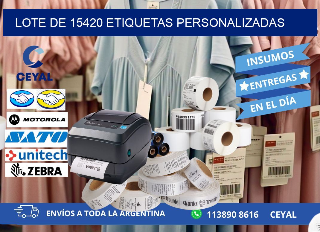 Lote de 15420 etiquetas personalizadas