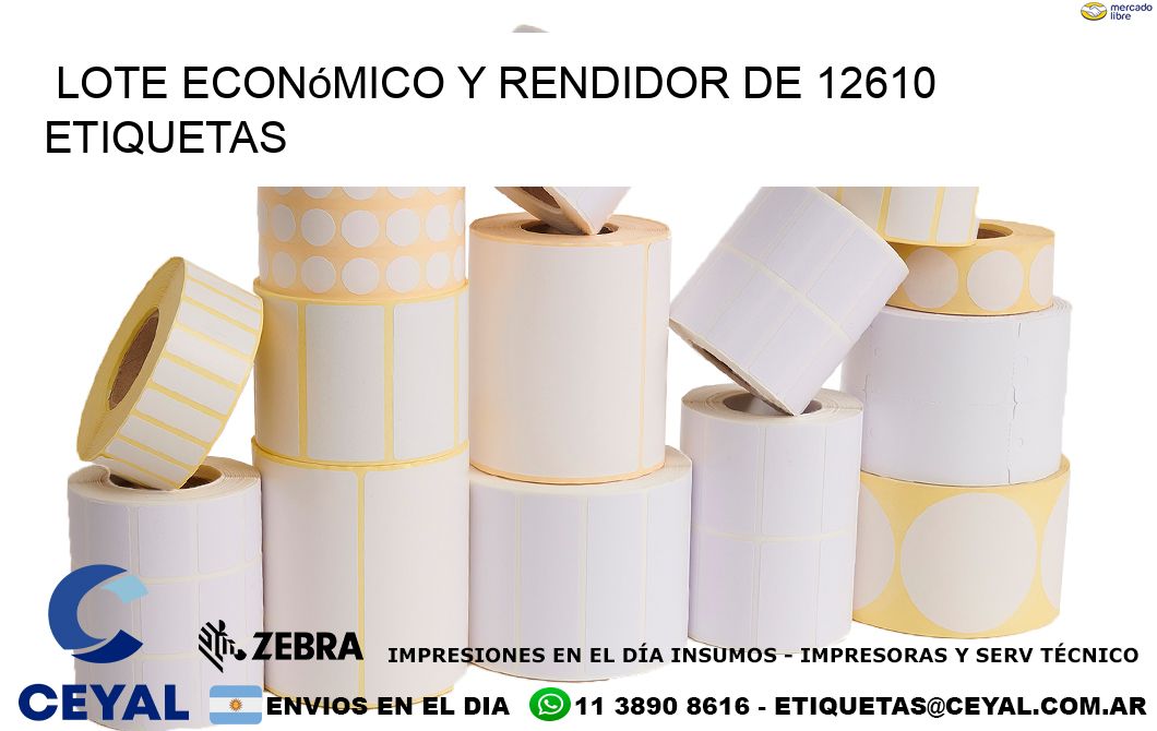 Lote económico y rendidor de 12610 etiquetas