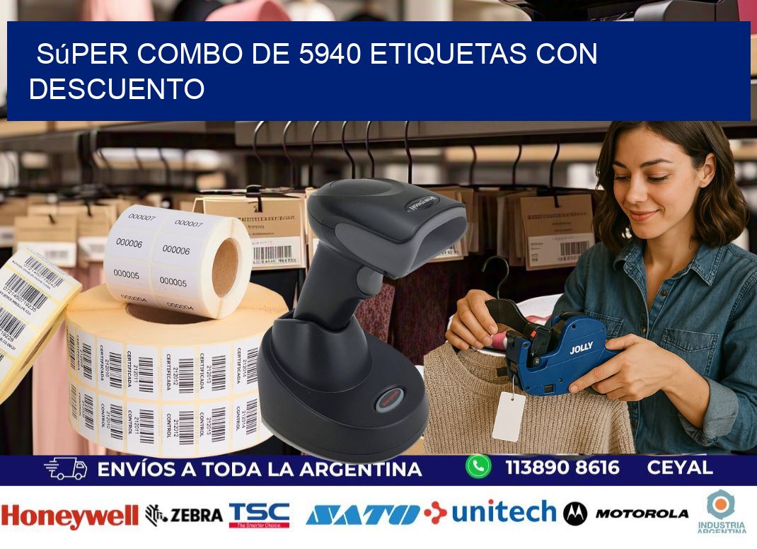 Súper combo de 5940 etiquetas con descuento